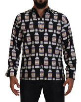 Dolce & Gabbana Black Silk Printed Collared Men Casual Shirt -   -  Dolce & Gabbana.